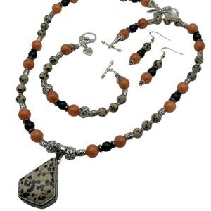 Handmade Jewelry Set ~ Dalmatian Jasper, Aventurine, Obsidian, Hematite, Crystal